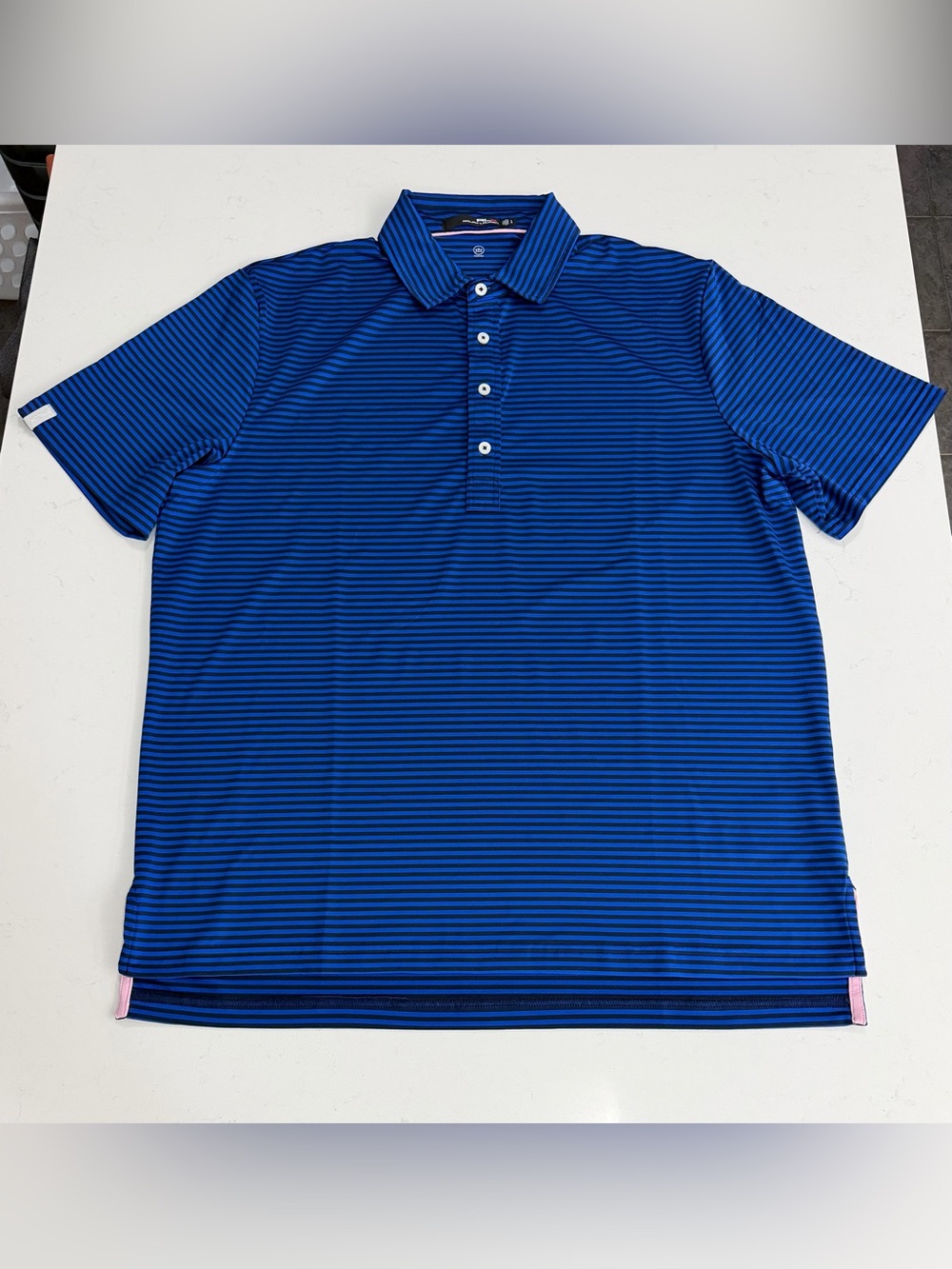 RLX Ralph Lauren Classic Fit Performance Polo Shirt Blue & Black stripes